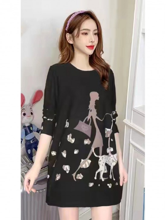 Dalmatian Printed Jersey Knit Fashion Top 